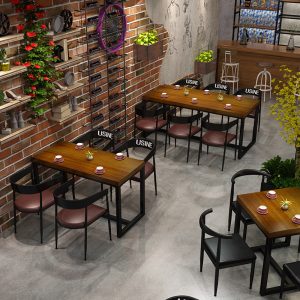 Bàn ghế Công Nghiệp Gió Thanh Bistro Bàn Dài Quán Cà Phê Thường Ngày Nhà Hàng Nướng Gỗ Chắc Chắn Bàn Ăn Và Ghế - Hình 4