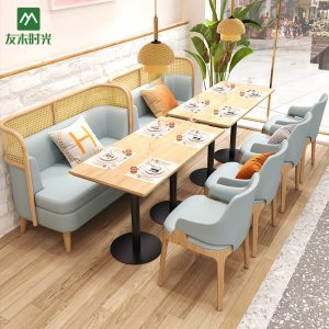 Bàn ghế Cửa hàng ăn uống Đông Nam Á dệt mây cafe ghế sofa gỗ đặc chủ đề phương tây nhà hàng trà nhà hàng Bàn ghế - Hình 2