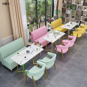 Bàn ghế Cửa Hàng Trà Sữa Ghế Sofa Thông Thường Bàn Cafe Quán Ăn Vặt Món Tráng Miệng Cửa Hàng Lẩu Bàn Ghế Cao Cấp - Hình 2