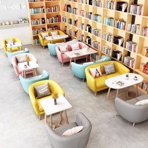 Bàn ghế Cửa hàng tráng miệng quán cà phê cửa hàng trà sữa sofa cơ sở đào tạo studio ảnh quần áo khu vực nghỉ ngơi thanh cuốn sách giải trí chỗ ngồi Bàn ghế - Hình 2