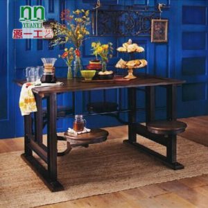 Bàn ghế Cung cấp trực tiếp Bàn ăn một mảnh bằng gỗ nguyên khối theo phong cách cổ điển của Mỹ Bàn ghế gấp quầy bar Bàn ghế cafe - Hình 3