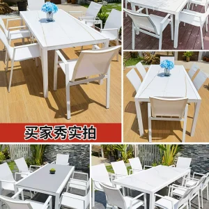 Bàn ghế đá phiến ngoài trời sân vườn sân vườn biệt thự - Bàn ghế sân trong giải trí Bắc Âu kết hợp - Bàn ghế đá phiến đơn giản - Hình 2