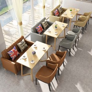 Bàn ghế Đàm phán đơn giản Quán trà sữa Bàn ghế Sofa Cửa hàng tráng miệng Nhà hàng Tây Cafe Fresh Bàn ghế sofa thông thường - Hình 2