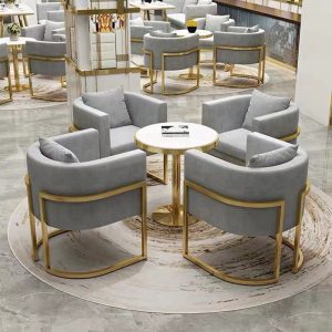 Bàn ghế đàm phán hiện đại nhà hàng phương tây Bàn ăn tròn nhỏ bằng đá cẩm thạch sáng tạo đơn giản quán cà phê bằng sắt rèn Bàn tròn