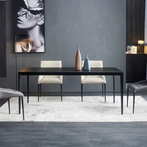 Bàn ghế Delifeng Phiến Bàn Ăn Italy Hiện Đại Đơn Giản gia đình Hình Chữ Nhật Chắc Chắn Khung Hợp Kim Nhôm Bàn Ăn - Hình 3