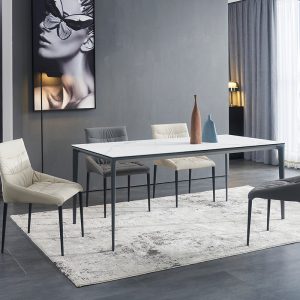Bàn ghế Delifeng Phiến Bàn Ăn Italy Hiện Đại Đơn Giản gia đình Hình Chữ Nhật Chắc Chắn Khung Hợp Kim Nhôm Bàn Ăn - Hình 4
