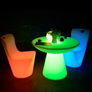 Bàn ghế Đèn LED dạ quang quay đồ nội thất dạ quang Bàn ăn Bàn ăn nhiều màu sắc Bàn KTV thanh sạc dạ quang Bàn chống thấm nước