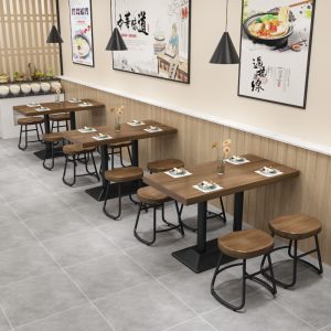 Bàn ghế Đơn Giản Hiện Đại Gỗ Chắc Chắn Bàn Ăn Trà Sữa Quán Cà Phê Một Chân Bàn Vuông Nhỏ Cafe Ghế Ăn - Hình 4