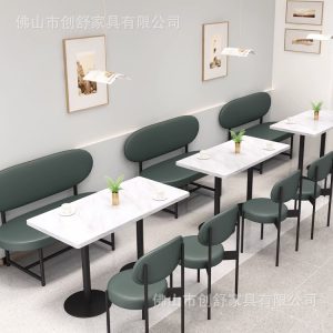 Bàn ghế Đơn giản quán trà sữa Bàn ăn Bàn ghế sắt rèn cafe sofa thường ăn nhẹ nước đường nướng sàn thương mại - Hình 2