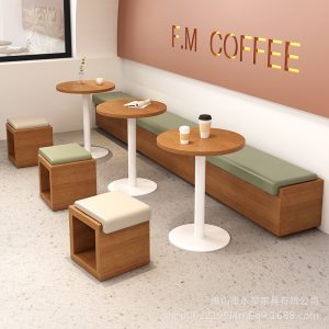 Bàn ghế Đơn vị uy tín trà sữa tiệm bánh món ăn phương tây cafe gỗ rắn Bàn ghế vuông tường ghế sofa đàm phán Bàn tròn - Hình 2