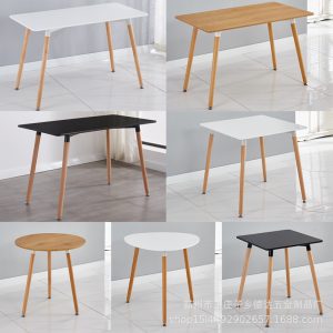 Bàn ghế Eames Bàn cà phê nhà hàng Bắc Âu đơn giản quán trà sữa gỗ nguyên khối đàm phán Bàn ghế nhà máy bán buôn - Hình 2