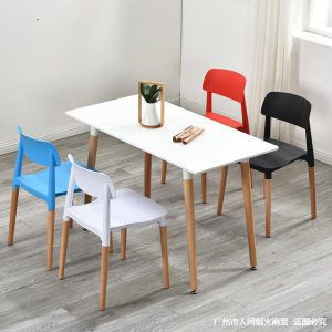 Bàn ghế Eames phong cách công nghiệp quầy bar cafe thịt nướng cửa hàng Bàn ghế thu nhỏ màu trắng đơn giản Bàn làm việc Bàn ăn phương tây - Hình 2