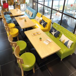 Bàn ghế Fresh Green Cafe Thương Lượng Ghế Sofa Nhà Hàng Tây Nhà Hàng Món Tráng Miệng Đồ Uống Lạnh Quán Trà Sữa Sofa Bàn Ghế - Hình 2