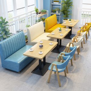 Bàn ghế Ghế ăn hiện đại sắt giả gỗ chắc chắn ghế nhà tựa lưng ins ghế lưới tựa lưng màu đỏ ghế trà sữa xuyên biên giới - Hình 2