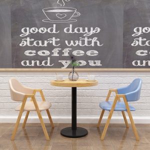 Bàn ghế Ghế ăn hiện đại sắt giả gỗ chắc chắn ghế nhà tựa lưng ins ghế lưới tựa lưng màu đỏ ghế trà sữa xuyên biên giới - Hình 4