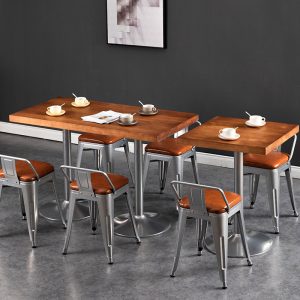 Bàn ghế Ghế ăn kiểu Mỹ LOFT gỗ đặc Bàn ghế ăn cafe nhà hàng quầy bar Bàn ghế sắt gió công nghiệp