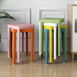 Bàn ghế Ghế đẩu nhựa nhà có thể xếp chồng lên nhau dày xếp chồng lên nhau Bàn ăn nhà hàng ghế đẩu đơn giản dành cho người lớn phân cao
