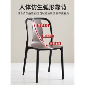 Bàn ghế Ghế nhựa Bắc Âu tựa lưng hiện đại đơn giản dành cho người lớn màu đỏ ghế ăn có thể được xếp chồng lên nhau Bàn ăn gia đình dày thông thường - Hình 2