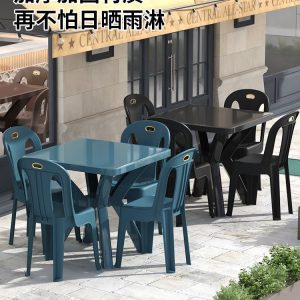 Bàn ghế Ghế nhựa Bàn ghế bộ lưng ghế Bàn ăn dày ngoài trời gian hàng ăn ngoài trời bãi biển chợ đêm Bàn vuông - Hình 4