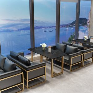 Bàn ghế Ghế sofa phòng ăn Bắc Âu khu vực tiếp tân ghế ghế ăn và ghế quán cà phê giản dị thương mại da trà - Hình 2
