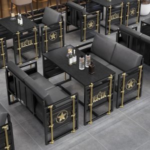 Bàn ghế Ghế Sofa Sắt Rèn Cà Phê Thịt Nướng Nhà Hàng Thương Mại Bàn Ăn Ghế Phong Cách Công Nghiệp Ghế Bar Clear Bar Phong Cách - Hình 2