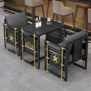 Bàn ghế Ghế Sofa Sắt Rèn Cà Phê Thịt Nướng Nhà Hàng Thương Mại Bàn Ăn Ghế Phong Cách Công Nghiệp Ghế Bar Clear Bar Phong Cách - Hình 3