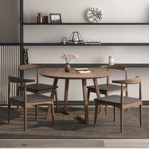 Bàn ghế gia đình Bắc Âu Italy bằng gỗ tròn nhỏ nhà hàng homestay tròn Bàn ăn cafe ngoài trời Bàn ghế tròn - Hình 2