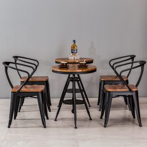 Bàn ghế giải trí bằng sắt Mỹ đơn giản phong cách quầy bar cafe ban công nâng Bàn tròn nhỏ bằng gỗ nguyên khối - Hình 2
