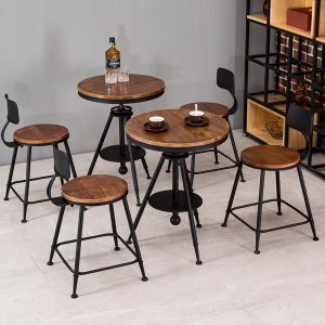 Bàn ghế giải trí bằng sắt Mỹ đơn giản phong cách quầy bar cafe ban công nâng Bàn tròn nhỏ bằng gỗ nguyên khối - Hình 4