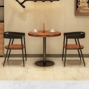 Bàn ghế Gỗ đặc sắt Mỹ phong cách công nghiệp Bàn ghế tròn nhỏ quầy bar quán trà sữa cafe giải trí Bàn tròn nhỏ - Hình 2