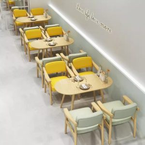 Bàn ghế Gỗ đặc trò chuyện giản dị quán cà phê Bàn ghế trà sữa món tráng miệng đồ ăn nhẹ nhà hàng làm bánh chủ đề nhà hàng Bàn ghế - Hình 2