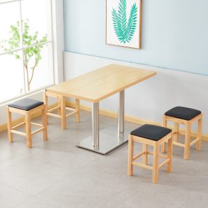 Bàn ghế Gỗ đặc vuông phân thức ăn nhanh quầy bar Bàn ghế nhà hàng mì phân ăn sáng cay nóng nhà hàng Bàn ghế bảng Bàn ăn bằng gỗ thương mại - Hình 4