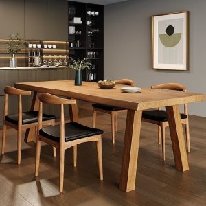 Bàn ghế Gỗ hình chữ nhật Bàn ăn gỗ đặc và ghế Bắc Âu đơn giản nhà hàng Bàn ăn cafe Bàn cổ điển Mỹ - Hình 2