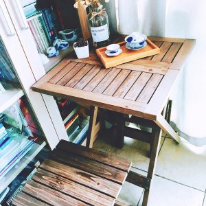 Bàn ghế Gỗ nguyên khối Bàn gấp phòng nhỏ Bàn ăn sân ban công Bàn ghế nhỏ Bàn trà đơn giản Bàn vuông phong cách cổ điển Bàn cà phê