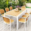 Bàn ghế gỗ nhựa ngoài trời - Bàn ghế sân vườn sân thượng ban công biệt thự không sợ mưa nắng