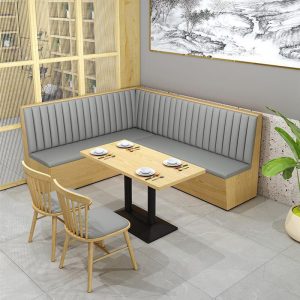 Bàn ghế Góc ghế sofa gỗ cứng túi mềm Bàn ghế ăn hình vòng cung lưu trữ hình bán nguyệt dựa vào tường quán trà buổi sáng nhà hàng phương tây Bàn ghế uống nước