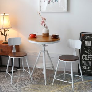 Bàn ghế Hiện đại bằng sắt rèn Bộ bàn ghế gỗ nguyên khối bộ ba tròn tăng Bàn ăn quán trà sữa quán cà phê ban công Bàn trà nhỏ - Hình 4