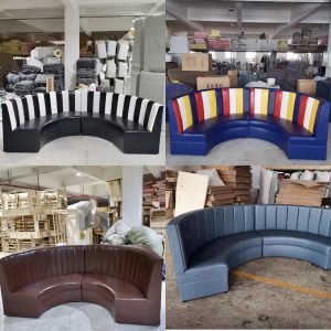 Bàn ghế Hình bán nguyệt hình vòng cung dựa vào tường ghế sofa hộp cửa hàng bán thịt Bàn ăn nhà hàng hình vòng cung Bàn ăn lồng chim nhóm ghế quầy bar bán đồ ăn nhẹ - Hình 2