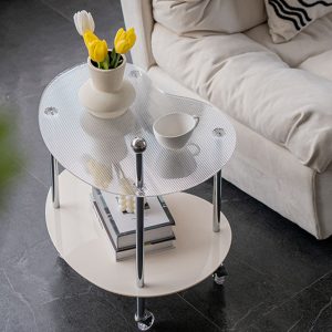 Bàn ghế Ins lưới mây đỏ Bàn trà kệ xe đẩy nhỏ xe ăn di động sofa phòng khách acrylic cạnh một vài góc - Hình 2