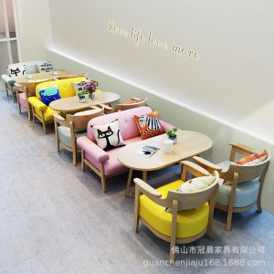 Bàn ghế Internet cửa hàng trà sữa Bàn ghế giản dị món tráng miệng nướng bánh cuốn sách thanh đàm phán sofa cafe Bàn ăn đôi