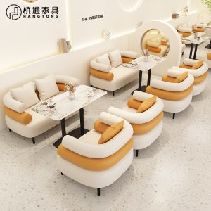 Bàn ghế Internet quán cà phê quán trà sữa giản dị sofa tráng miệng bánh cuốn sách thanh bộ phận bán hàng đàm phán Bàn ghế tiếp tân - Hình 3