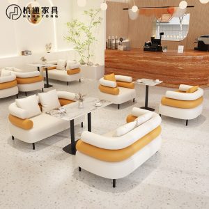 Bàn ghế Internet quán cà phê quán trà sữa giản dị sofa tráng miệng bánh cuốn sách thanh bộ phận bán hàng đàm phán Bàn ghế tiếp tân - Hình 4