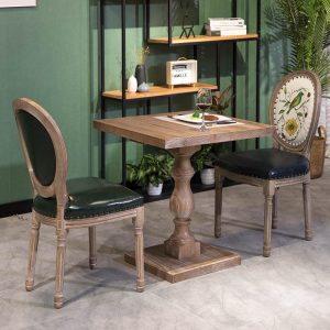 Bàn ghế Italy Bàn ăn bằng gỗ nguyên khối Bàn cafe Bàn ghế 4 người log Bàn vuông Mỹ Bàn đàm phán Bàn làm việc - Hình 4