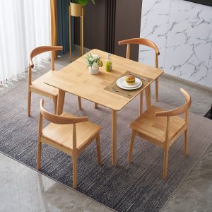 Bàn ghế Italy Bàn ghế ăn bằng gỗ nguyên khối Bàn vuông nhỏ đơn giản giản dị nhà kiểu Nhật phòng nhỏ Bàn vuông quán cà phê - Hình 2