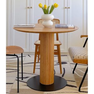 Bàn ghế Italy Gỗ Chắc Chắn Bàn Tròn Nhà gia đình Nhỏ Gỗ Tần Bì Bàn Ăn Gỗ Anh Đào Màu Đàm Phán Bàn Ăn Bàn Ăn - Hình 2