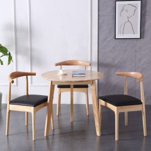 Bàn ghế Italy gỗ nguyên khối Bàn tròn nhỏ nhà phòng nhỏ Bắc Âu Bàn ăn ban công Bàn tiếp tân đàm phán Bàn khúc gỗ - Hình 2