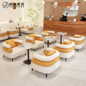 Bàn ghế Kem phong cách cửa hàng tráng miệng cửa hàng bánh ngọt cửa hàng trà sữa quán cà phê giải trí Bàn ghế thanh sách khu vực nghỉ ngơi đàm phán ghế sofa - Hình 3