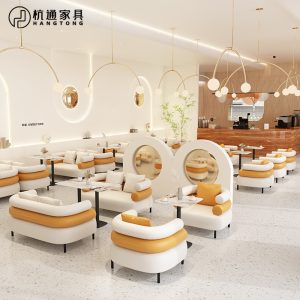 Bàn ghế Kem phong cách cửa hàng tráng miệng cửa hàng bánh ngọt cửa hàng trà sữa quán cà phê giải trí Bàn ghế thanh sách khu vực nghỉ ngơi đàm phán ghế sofa