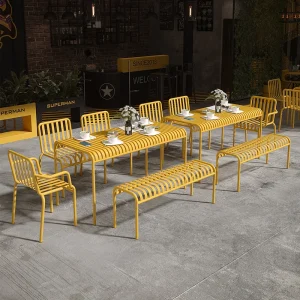 Bàn ghế kết hợp ngoài trời, quán trà sữa sắt, quán cà phê, bàn nhỏ ngoài trời, bộ ba món, lei phong cách công nghiệp - Hình 2