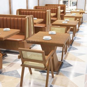 Bàn ghế Khách sạn theo phong cách Đông Nam Á gỗ chắc chắn tường mây ghế sofa chủ đề cafe quán lẩu Bàn ăn và ghế - Hình 3